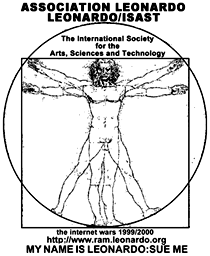 Imagen de la camiseta en defensa de Leonardo con el siguiente texto en inglés: Asociación Leonardo. Leonardo/ISAST. la guerra internet 1999/2000.mi nombre es leonardo: demandame